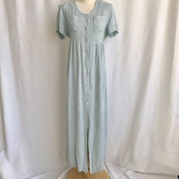 Vintage SC & CO Gingham Button Front Maxi Dress M - Picture 1 of 11